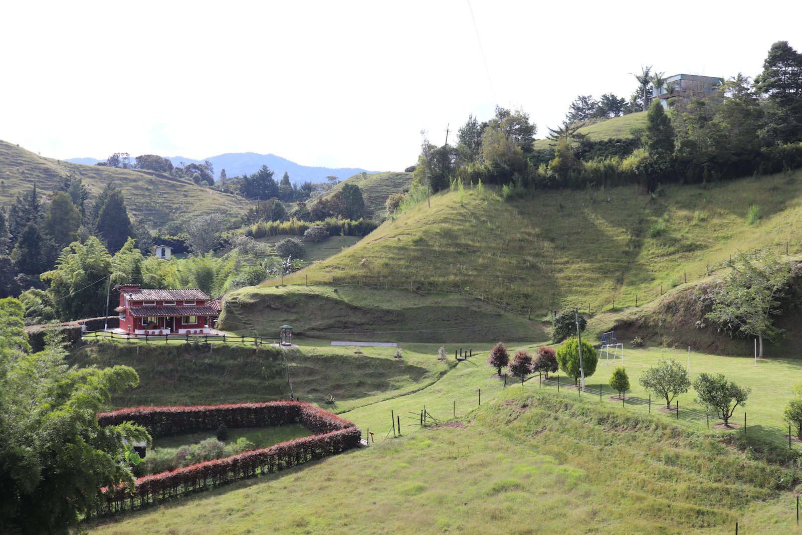 MuchoSur Quimbaya Nature Lodge bamboo forest trail with guests walking through the grounds